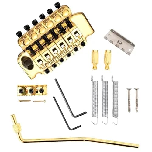 Swhmc Gold 2-Point Double Locking Tremolo Bridge for Stratocaster 93mm (3.66inch) | Tuning Stability for Whammy Bar Use thumbnail 1