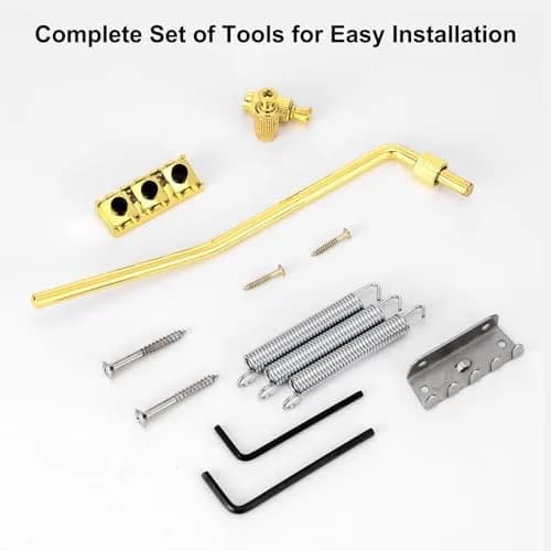 Swhmc Gold 2-Point Double Locking Tremolo Bridge for Stratocaster 93mm (3.66inch) | Tuning Stability for Whammy Bar Use thumbnail 3