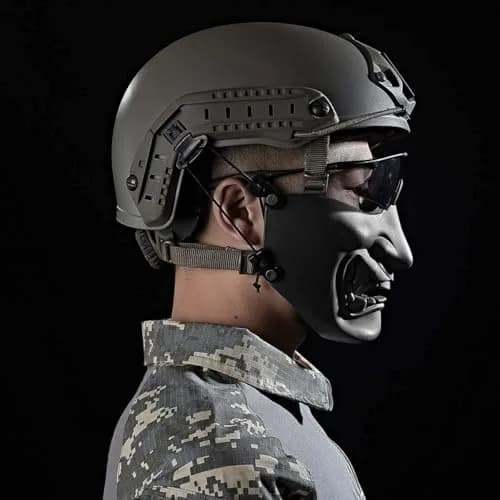 MTGHYARE Tactical Half Face Mask Black | Evil Demon Hannya Samurai Oni Airsoft Protective Mask for CS Game thumbnail 8
