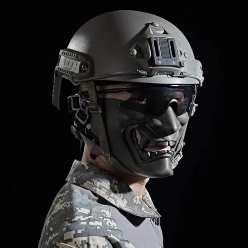 MTGHYARE Tactical Half Face Mask Black | Evil Demon Hannya Samurai Oni Airsoft Protective Mask for CS Game thumbnail 3