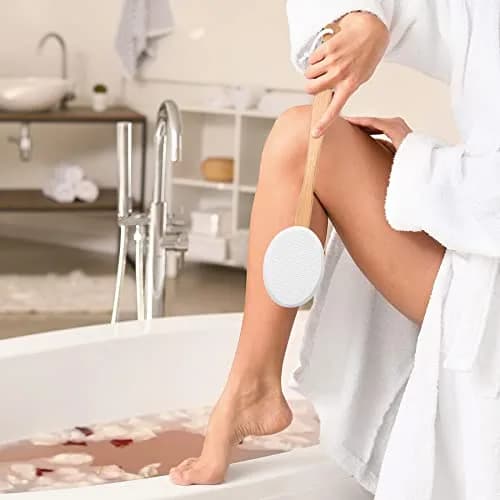AmazerBath White Lotion Applicator with 4 Replacement Pads & 17" Curved Handle | Easy Back Lotion Application thumbnail 8