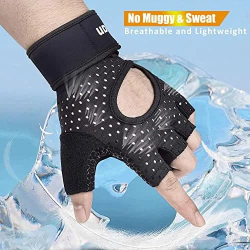 ihuan Breathable Weight Lifting Gloves with Wrist Support, Medium (Pair) | Enhanced Palm Protection for Gym Training thumbnail 2