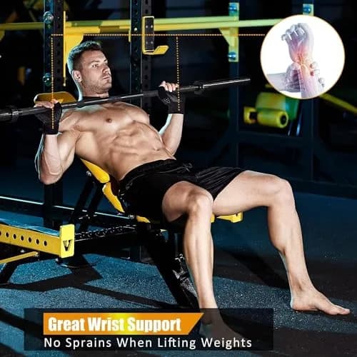 ihuan Breathable Weight Lifting Gloves Large Black | Fingerless Workout Gym Gloves with Wrist Support thumbnail 3