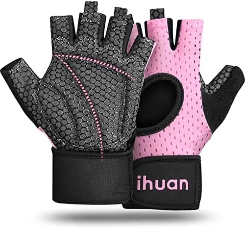 ihuan Breathable Weight Lifting Gloves: Fingerless Workout Gym | Wrist Support | Enhance Palm Protection | Extra Grip for Fitness thumbnail 1