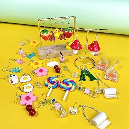 MGGFBLEY 20 Pairs Fun Dangle Earrings Set | Cartoon & Food Themes thumbnail 4