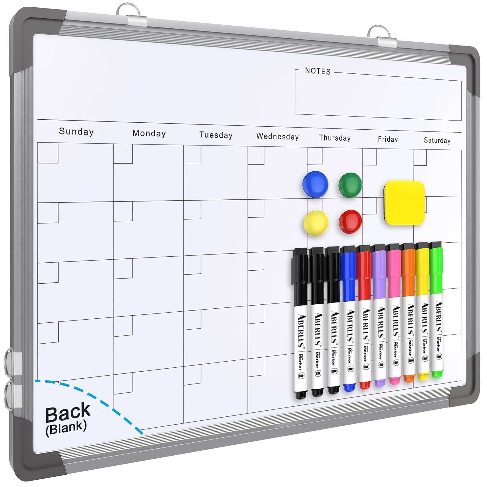 ABERLLS Monthly Calendar Whiteboard 16 x 12 Inches | Magnetic Dry Erase Board for Wall