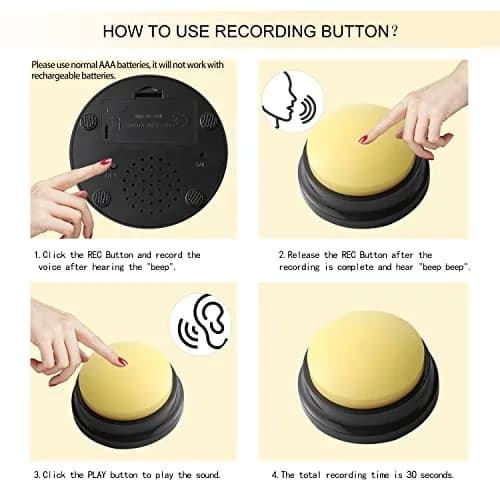OFVENS Voice Recording Button 4 Packs | Record & Playback for Pet Training & Fun Gifts thumbnail 4