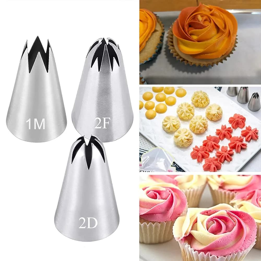 Bmaacye Icing Piping Tip Set,3 Large Decorating Tips Stainless Steel | Cake & Cupcake Decorating Tools - main product image