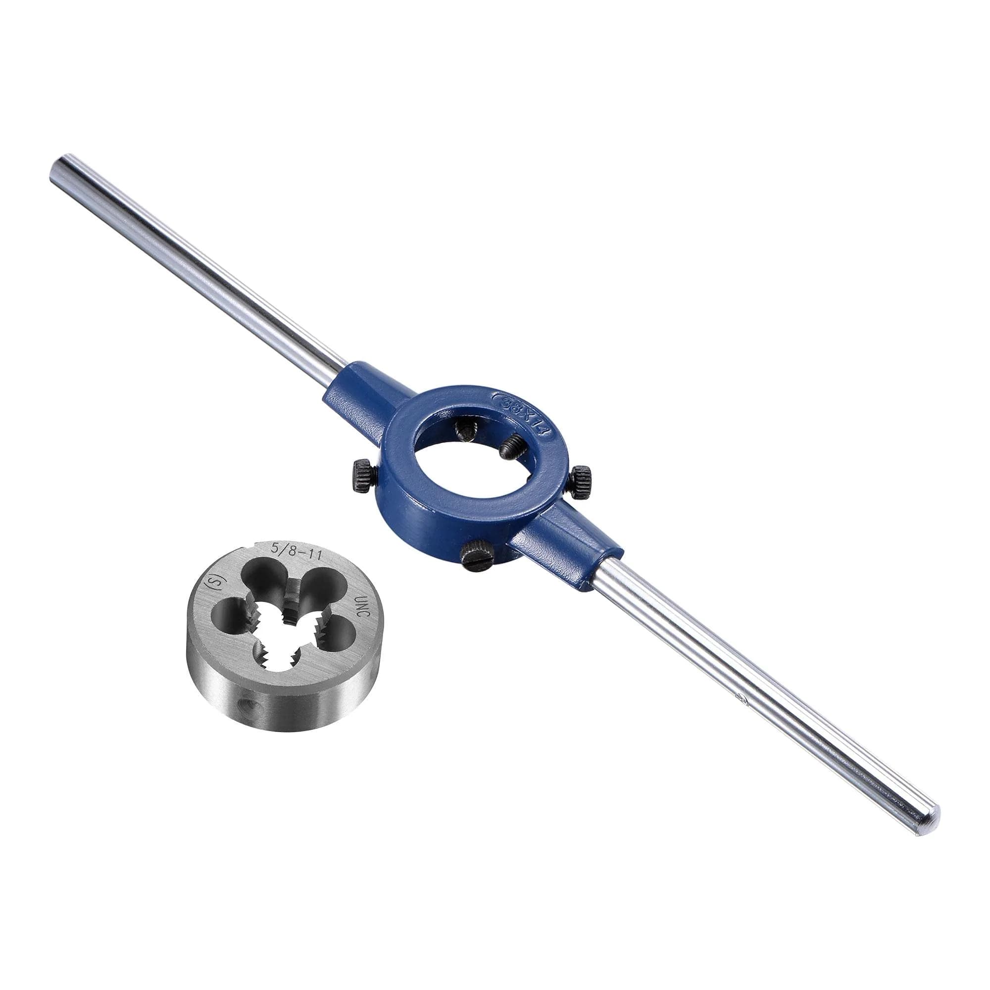 uxcell 5/8-11 UNC Threading Die & Wrench Set, 38mm Die Holder, Adjustable Bolt Thread Repair | General Purpose Metal & Plastic Threading Tool - main product image