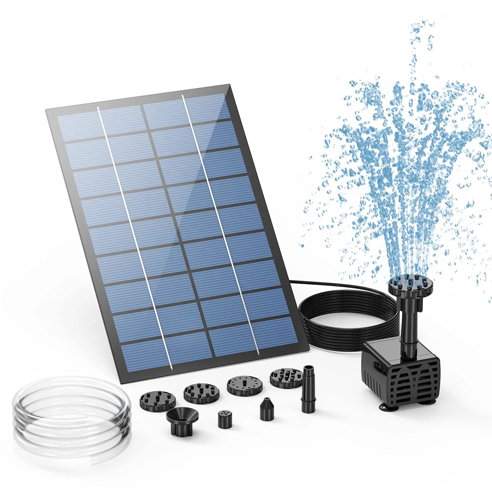 AISITIN 2.5W Solar Fountain Pump Kit with 6 Nozzles & 4ft Hose | Bird Bath, Pond, Garden Water Feature