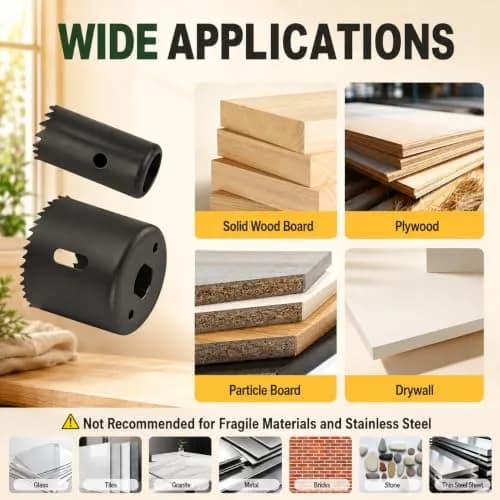 KATA Door Lock Installation Kit for Wood Doors 1.38-1.75 inch Thick | Includes Guide Template, Hole Saws, and Arbor thumbnail 7