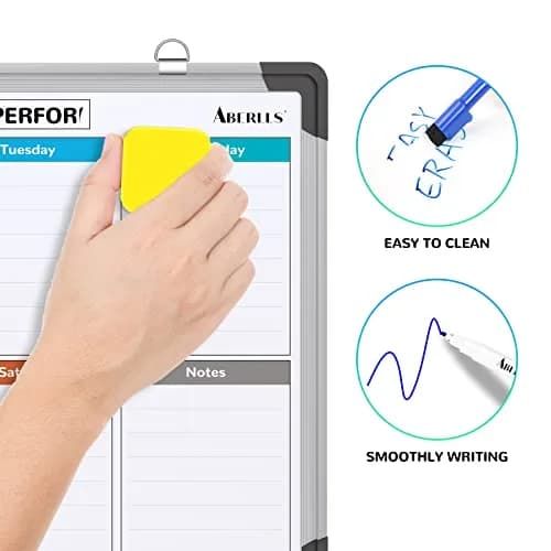ABERLLS Weekly Calendar Whiteboard 16x12 Inch (40.6cm x 30.5cm) | Magnetic Double-Sided Board for Planning thumbnail 4