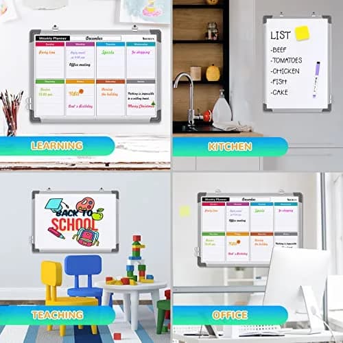 ABERLLS Weekly Calendar Whiteboard 16x12 Inch (40.6cm x 30.5cm) | Magnetic Double-Sided Board for Planning thumbnail 7