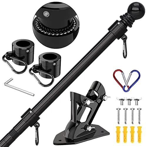 ZMTECH Black Stainless Steel Flag Pole 1.8 m (6 FT) | Tangle-Free Outdoor House Flagpole Kit thumbnail 1