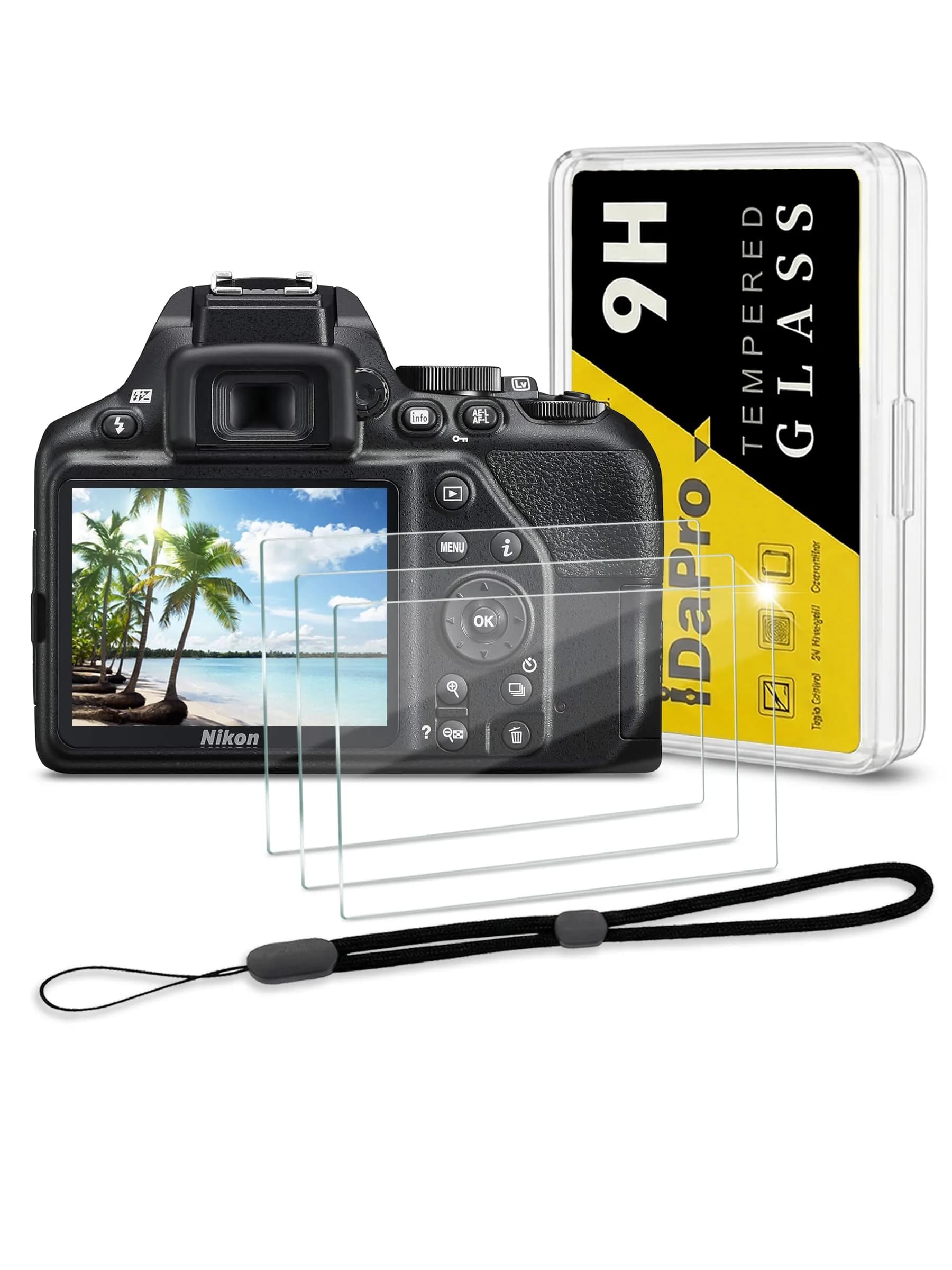 iDaPro Tempered Glass Screen Protector for Nikon D850 LCD & Top Screen | 9H Hardness, Anti-Glare, Bubble-Free Installation — D3500 D3400 D3300 D3200 D3100