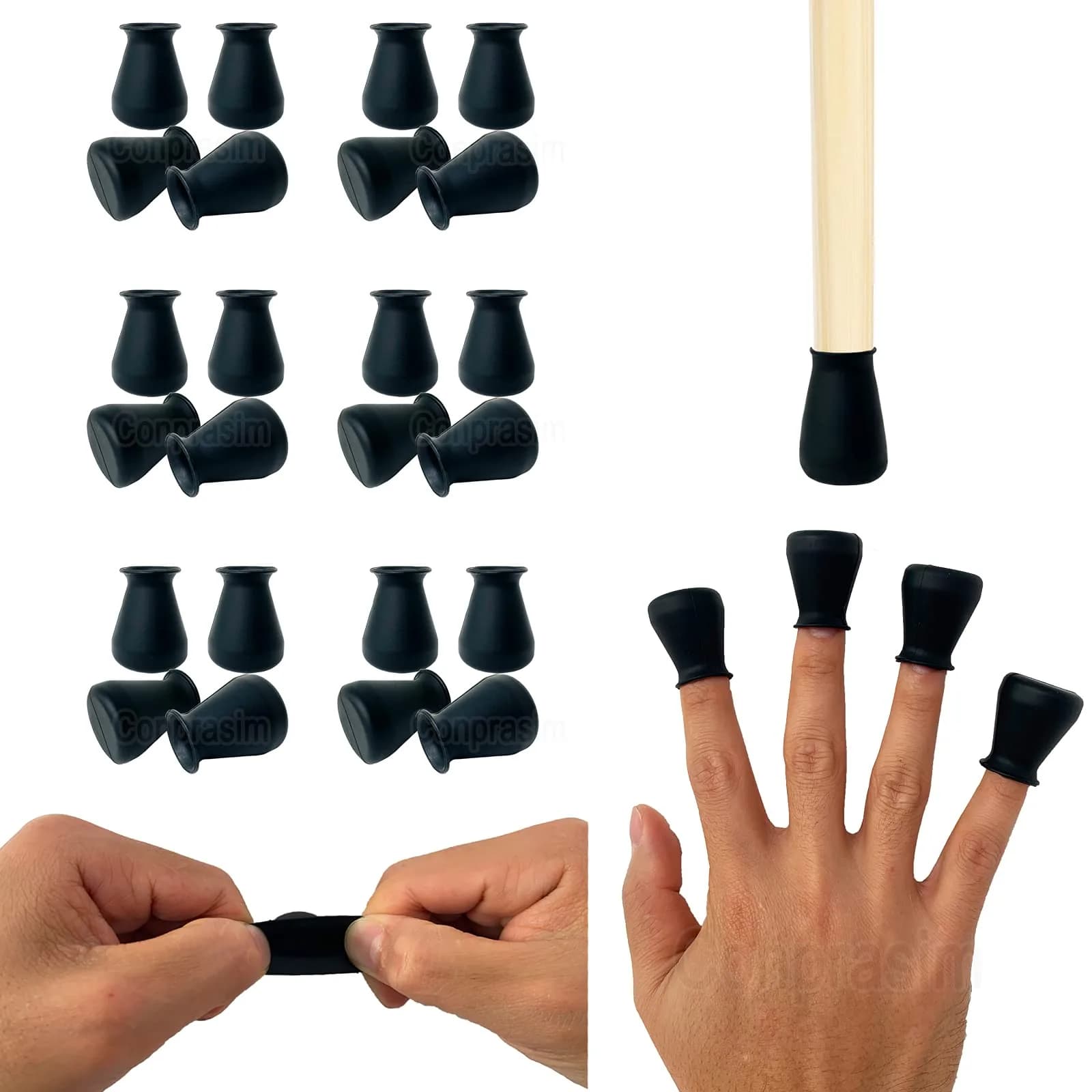Conprasim Silicone Chair Leg Floor Protectors 24-Pack Black | Protect Hardwood Floors & Prevent Scratches — black / Extra Small Fit: 19/32"~15/16"
