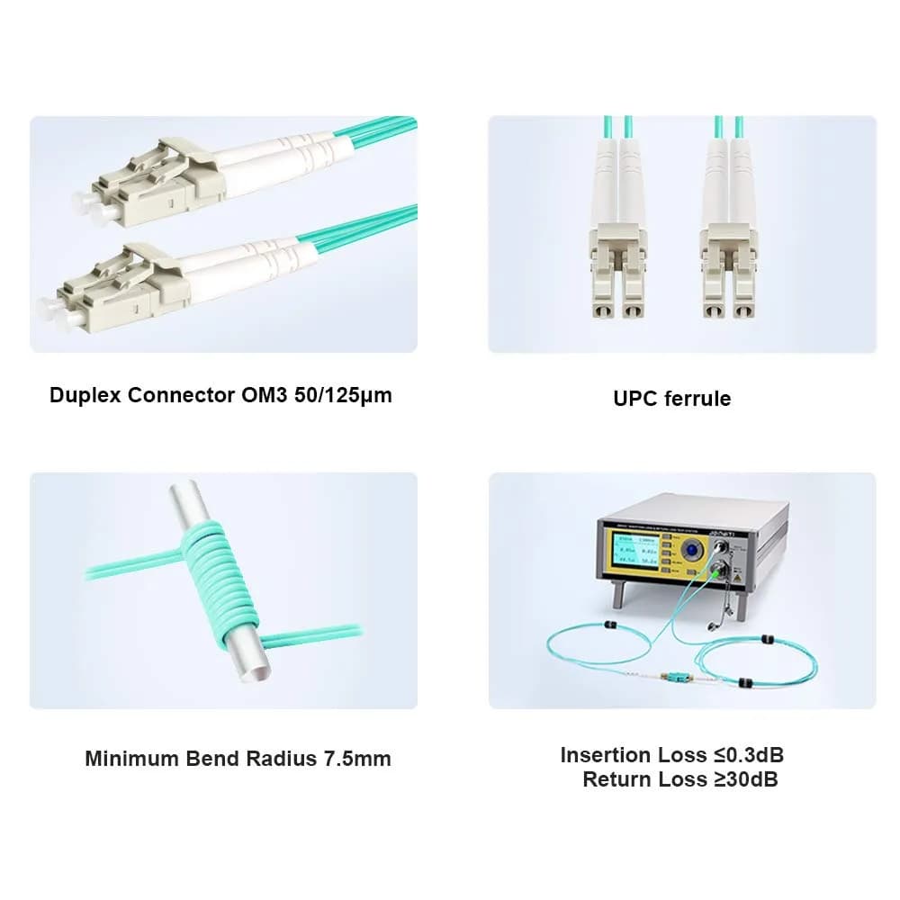 FLYPROFiber LC to LC Fiber Patch Cable OM3 Multimode 1M (3ft) | 10Gbps Data Transfer - view 4