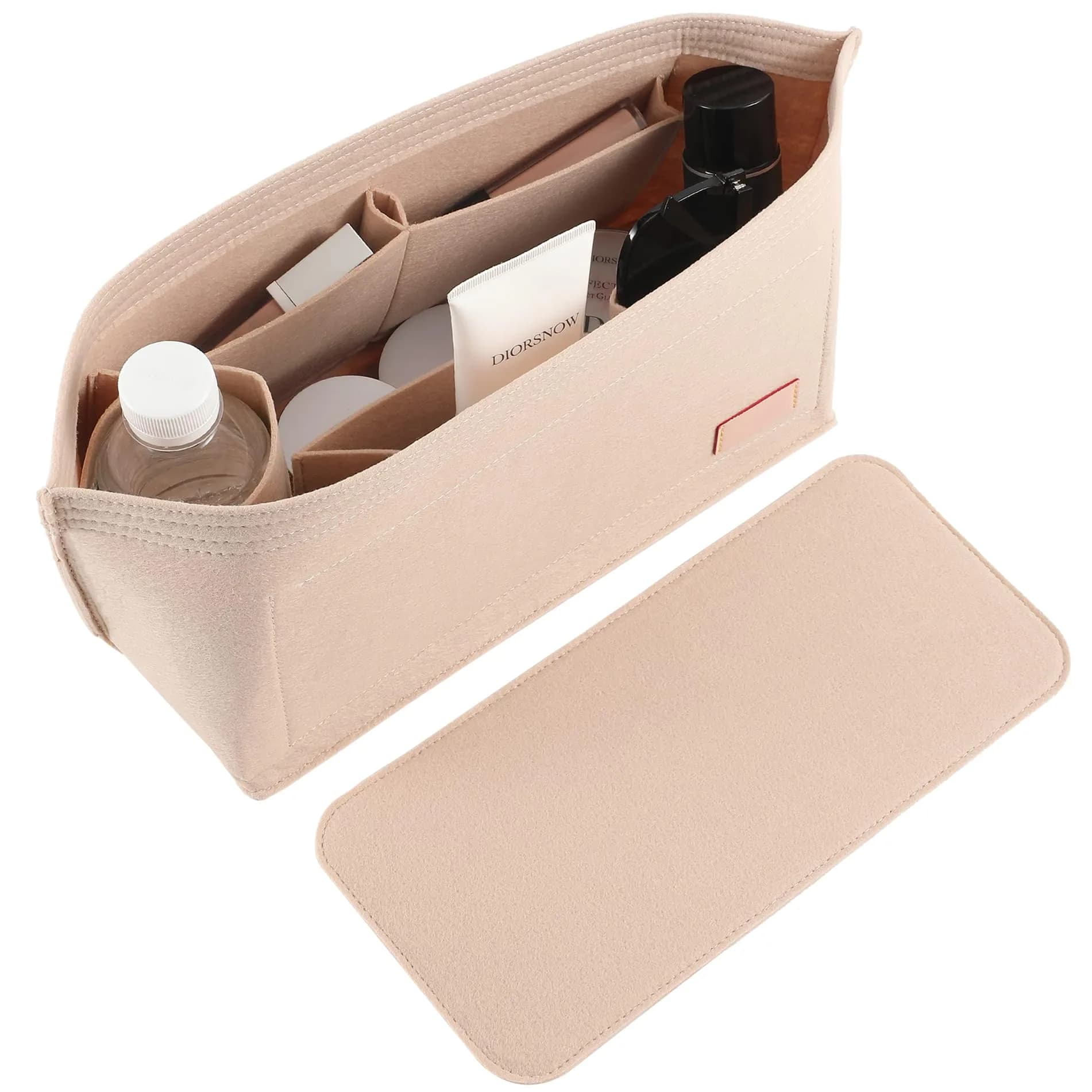 Doxo Purse Organizer Insert & Base Shaper 2pc Set, Felt Tote Bag Organizer with Zipper Pocket & Bottle Holder, 27cm (10.6") | Fits Neverfull PM & Speedy 30 - main product image
