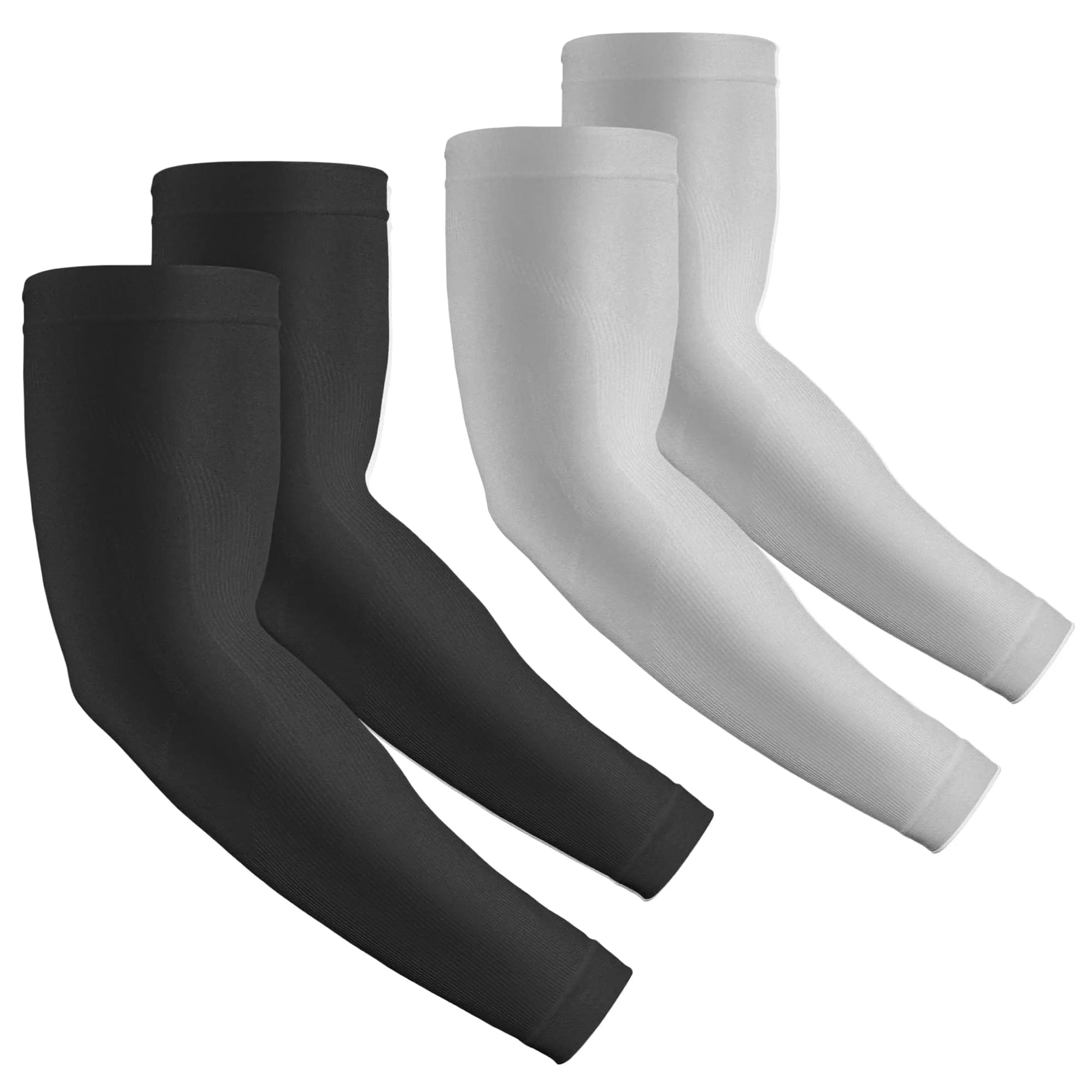 Rescoto UV Protection Cooling Arm Sleeves 2 Pairs | UPF 50 Sun & Tattoo Cover for Men Women Youth — Black & Beige