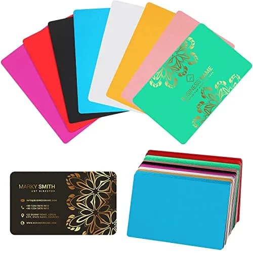 Tenare 120 Pieces Metal Business Card Blanks 86 x 54 x 0.2 mm (3.4 x 2.1 Inch) | Anodized Aluminum for Laser Engraving thumbnail 1