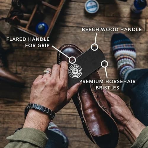 Cobbler's Choice Horsehair Shoe Brush - Premium Shoe Shine & Polish Brush for Leather, Black thumbnail 4