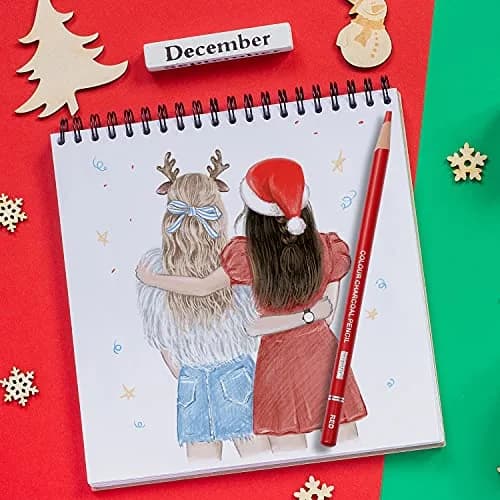 PANDAFLY Professional Colored Charcoal Pencils Drawing Set 12 Colors | Non-Toxic Art Drawing Pencils thumbnail 9