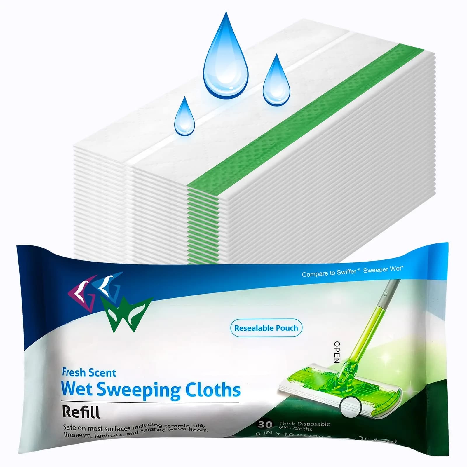 BECORRECT Wet Mopping Pad Refills for Swiffer Sweeper 30 Count (1.43 lb) | Compatible with Swiffer Sweeper & Sweep+Vac - main product image