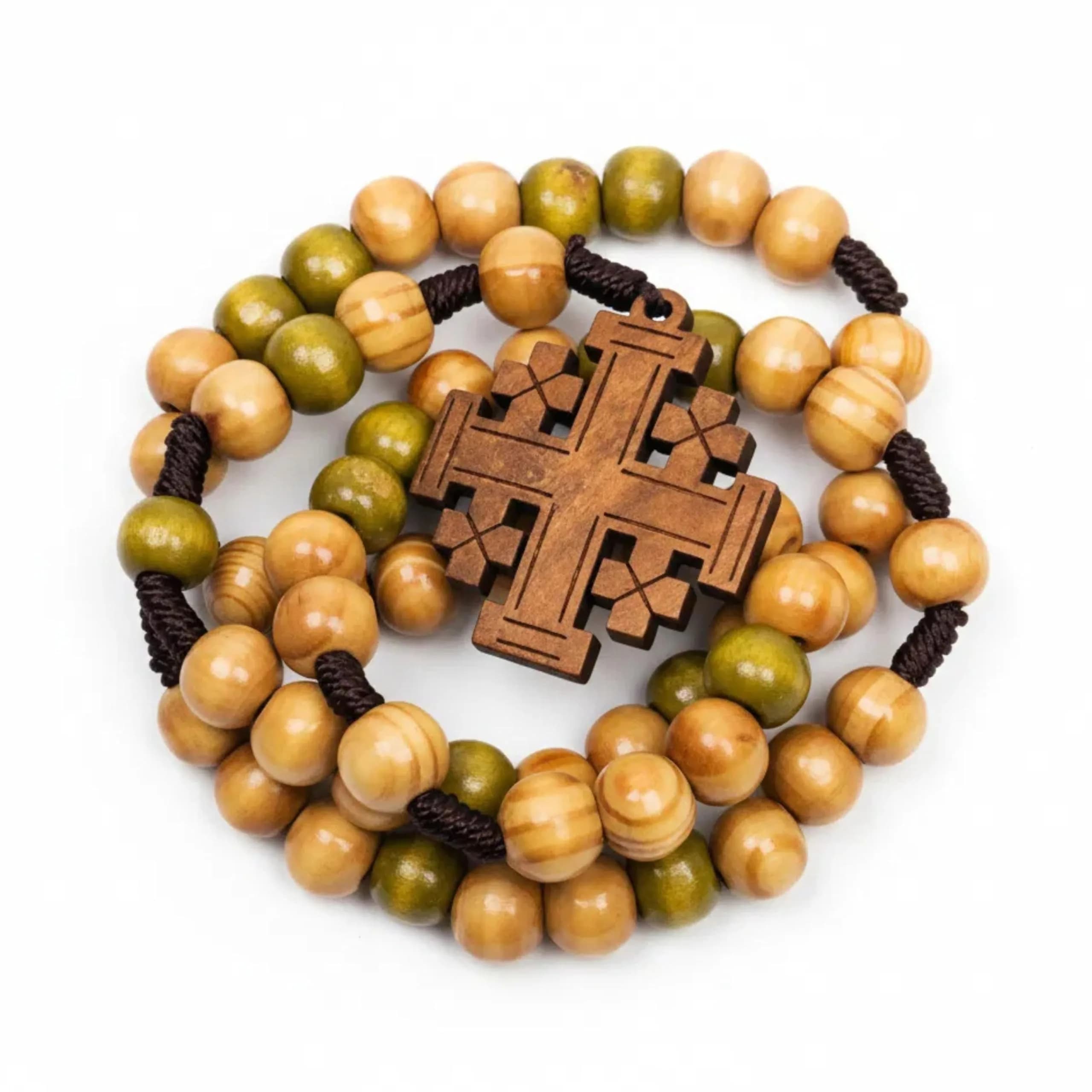 Nazareth Store Olive Wood Prayer Rosary 11" | Durable Wooden Chaplet for Devotion — brown