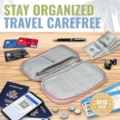 BOACAY Travel Document Organizer with RFID, Family Passport Holder Wallet 13cm (5" W) x 22.5cm (8.9" H) | Secure & Waterproof Travel Essential thumbnail 4