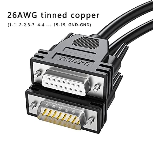 JUXINICE DB15 Male to Female Serial Cable 1.52 m (5 ft) | Double Shielded Extension Cord thumbnail 2