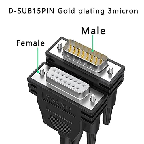 JUXINICE DB15 Male to Female Serial Cable 1.52 m (5 ft) | Double Shielded Extension Cord thumbnail 3