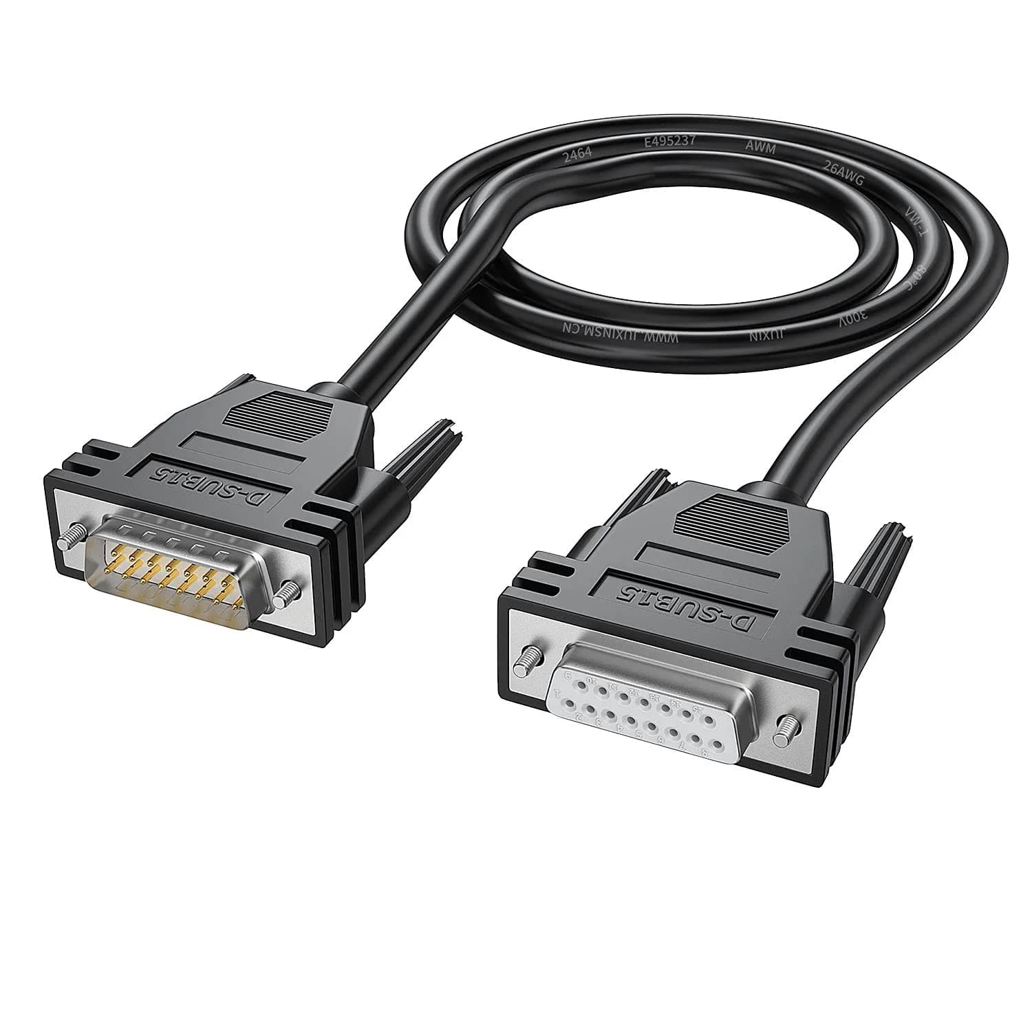 JUXINICE DB15 Male to Female Cable 3.05m (10ft) | Double Shielded 26AWG Tinned Copper Straight Through Cord - main product image