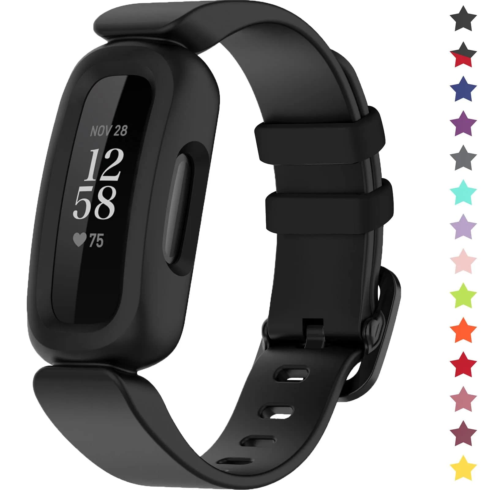 TopPerfekt Silicone Replacement Band for Fitbit Ace 3 | Waterproof Kids Watch Strap (Blue) — Black