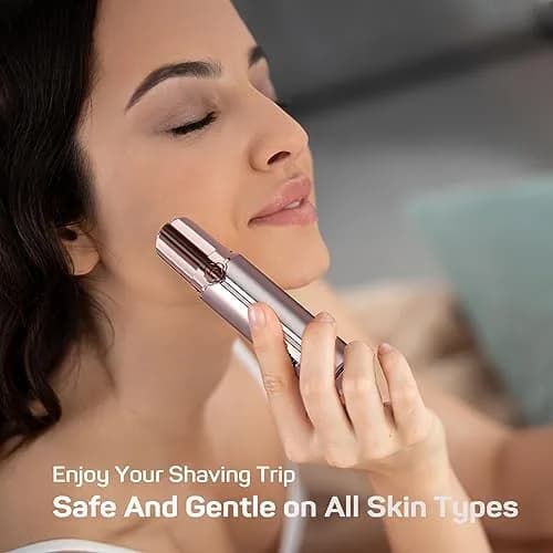 Gurelax Facial Hair Removal for Women - Painless Electric Face Shaver with 2 Replacement Heads | Rechargeable Pink Device thumbnail 6