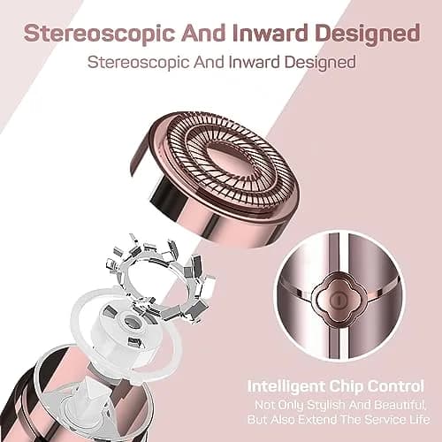 Gurelax Facial Hair Removal for Women - Painless Electric Face Shaver with 2 Replacement Heads | Rechargeable Pink Device thumbnail 7