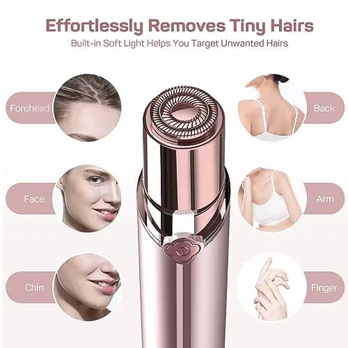 Gurelax Facial Hair Removal for Women - Painless Electric Face Shaver with 2 Replacement Heads | Rechargeable Pink Device thumbnail 2