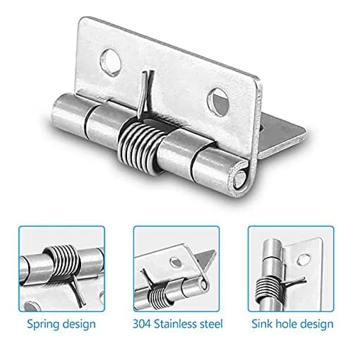 Luomorgo Spring Loaded Hinges 1.5 Inch (40mm) 304 Stainless Steel Self Closing | Pack of 4 thumbnail 5