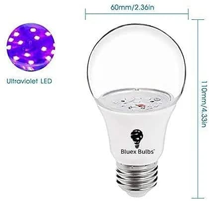 Bluex Bulbs 6 Pack LED Black Light Bulb, 9W A19 E26 | Neon Glow for Decor & Parties thumbnail 4