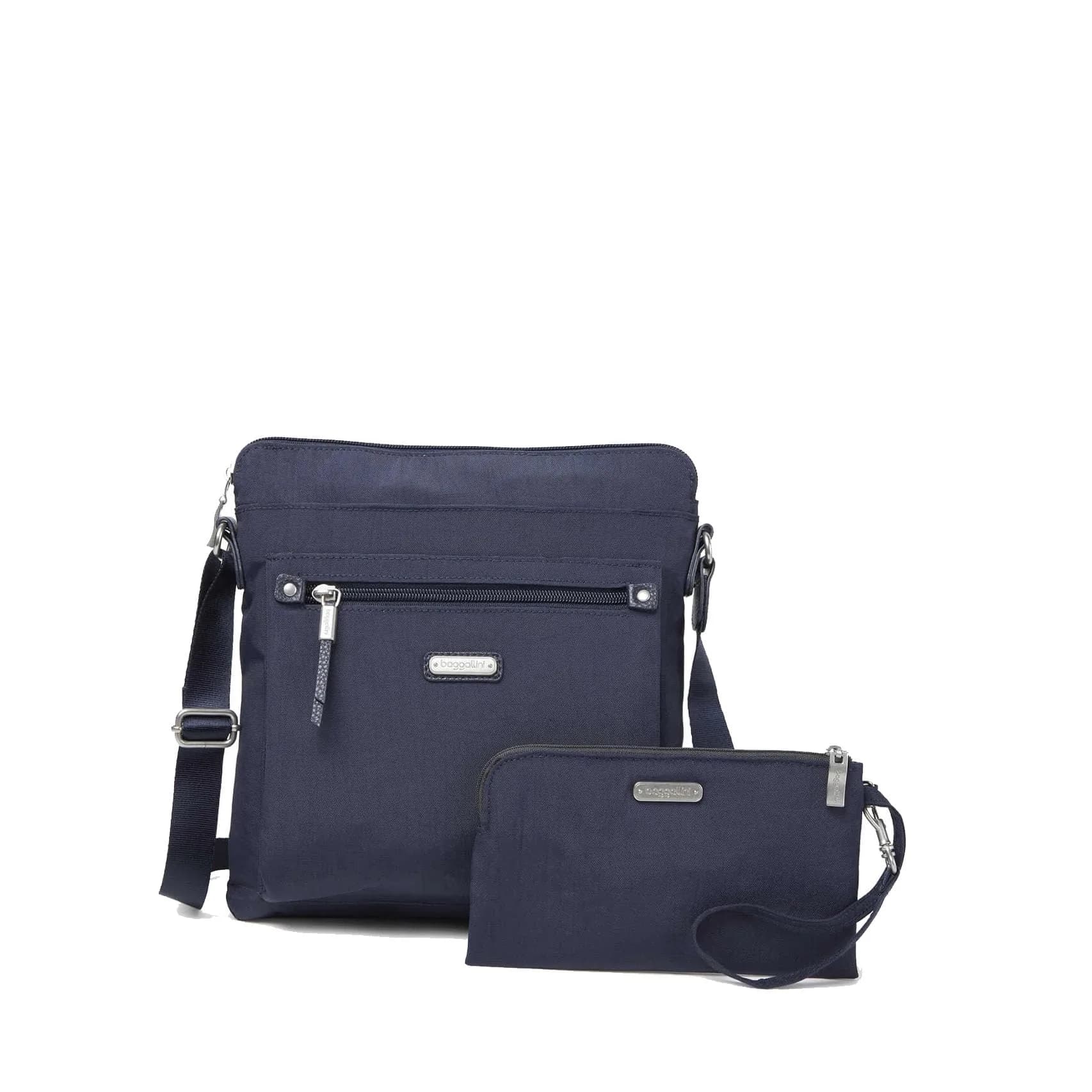 Baggallini Go Bagg with RFID Wristlet - Lightweight Travel Purse Crossbody Bag for Women — French Navy / One Size