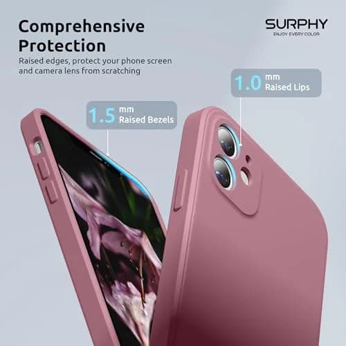 SURPHY Liquid Silicone Case for iPhone 11 (6.1 inches) with Camera Protection, Straight Edge Slim Design, Lilac Purple | Supports Wireless Charging thumbnail 4
