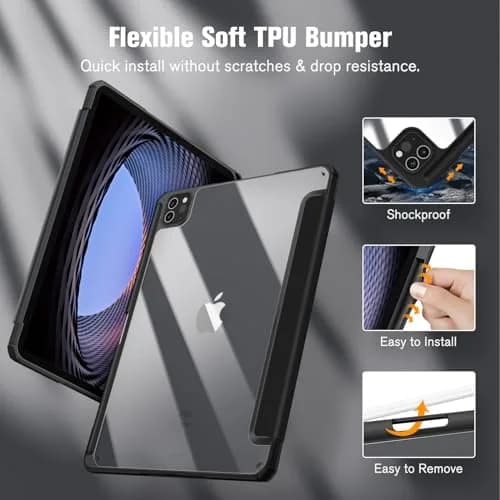 Fintie Hybrid Slim Case for iPad Pro 11-inch (4th/3rd/2nd/1st Gen) with Pencil Holder & Stand | Black thumbnail 5