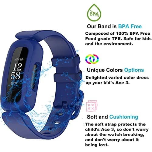 TopPerfekt Silicone Replacement Band for Fitbit Ace 3 | Waterproof Kids Watch Strap (Blue) thumbnail 4