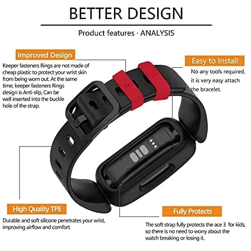 TopPerfekt Watch Band Compatible with Fitbit Ace 3 | Soft Silicone Waterproof Strap for Kids thumbnail 5