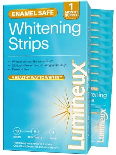 Lumineux Teeth Whitening Strips 18 Count (1 Month Supply) | Dentist-Formulated, Peroxide-Free, Enamel-Safe thumbnail 1