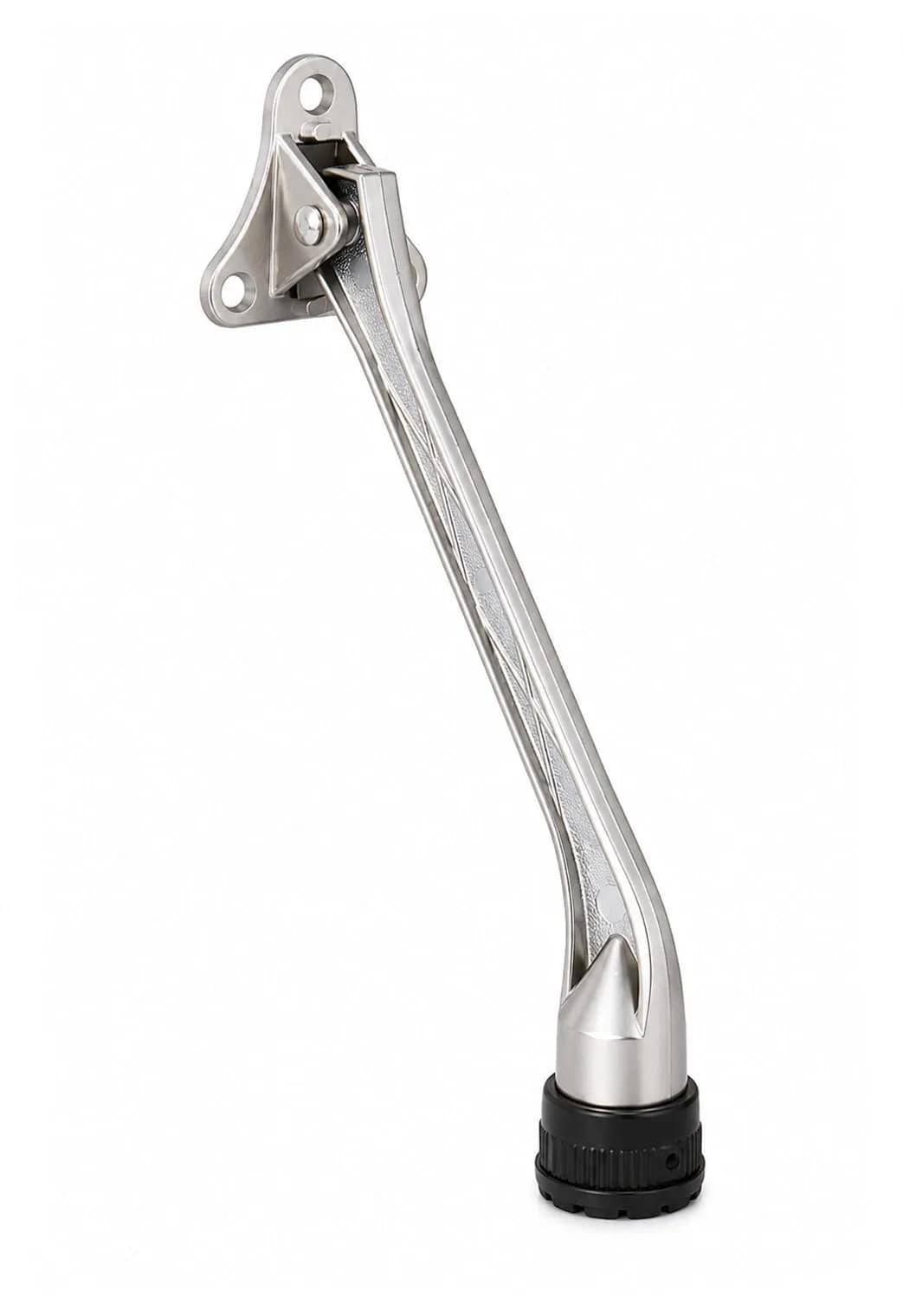 HOME&I 7-Inch Kick Down Door Stopper with Leaf Spring & Non-Slip Rubber Foot, Satin Nickel | Extended Reach Door Holder for Wood, Tile, Carpet & Concrete Floors — Satin Nickel / 7 Inch x