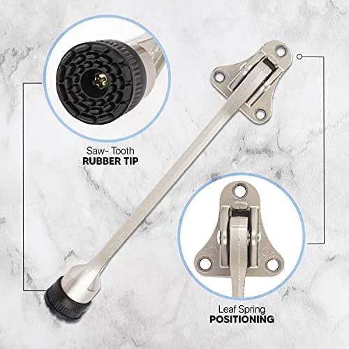 HOME&I 7-Inch Kick Down Door Stopper with Leaf Spring & Non-Slip Rubber Foot, Satin Nickel | Extended Reach Door Holder for Wood, Tile, Carpet & Concrete Floors thumbnail 8