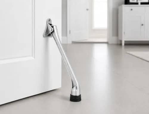 HOME&I 7-Inch Kick Down Door Stopper with Leaf Spring & Non-Slip Rubber Foot, Satin Nickel | Extended Reach Door Holder for Wood, Tile, Carpet & Concrete Floors thumbnail 2