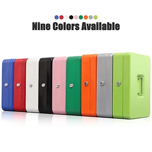KYODOLED Locking Cash Box with Key Lock, Money Tray, 29.99cm x 24cm x 9cm | Sturdy Steel Construction for Secure Storage thumbnail 5