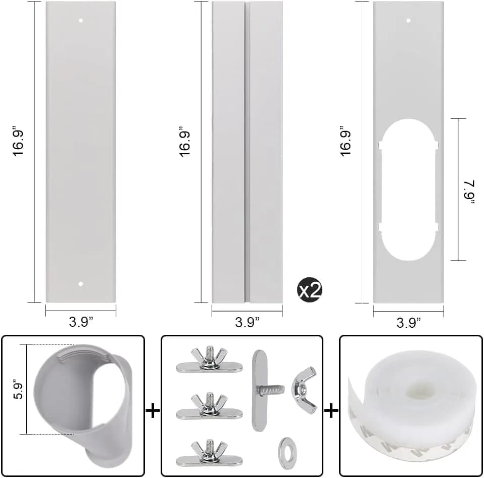 UNAOIWN Portable AC Window Vent Kit 5.9" | Easy Installation & Durable PVC Material thumbnail 2