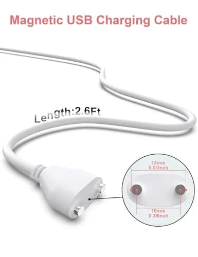 Bicmice Magnetic USB DC Charger Cable 10mm (0.39 Inch) | 2.6ft (0.79m) White Charging Cord thumbnail 4